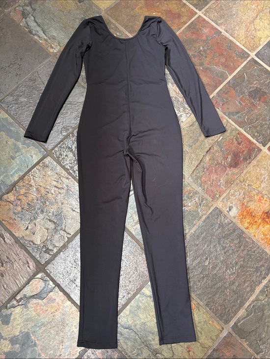 Tops - Black Long-Sleeve Full-Length Unitard